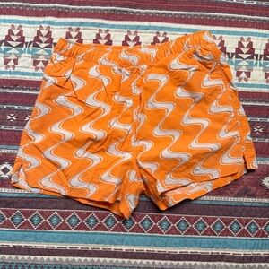 Urban Outfitters Orange and White Patterned swim trunks size medium